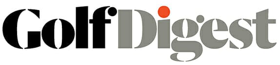 Black, gray, and orange Golf Digest logo