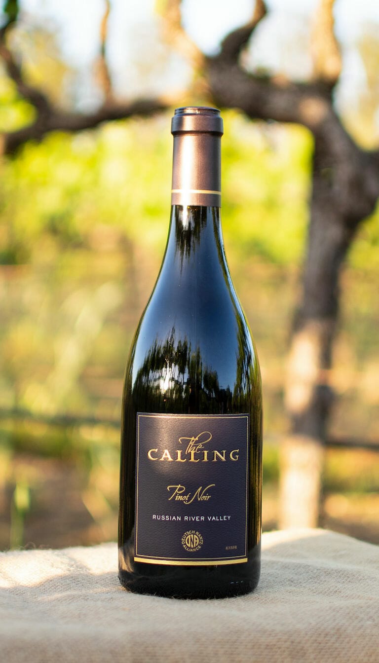 Russian River Valley Pinot Noir resting on table