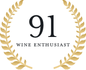 91 Wine Enthusiast rating logo with black text - The Calling Wine