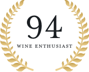 94 Wine Enthusiast rating logo with black text - The Calling Wine
