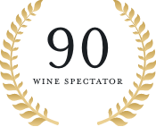 90 Wine Spectator rating logo with black text - The Calling Wine