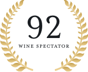 92 Wine Spectator rating logo with black text - The Calling Wine